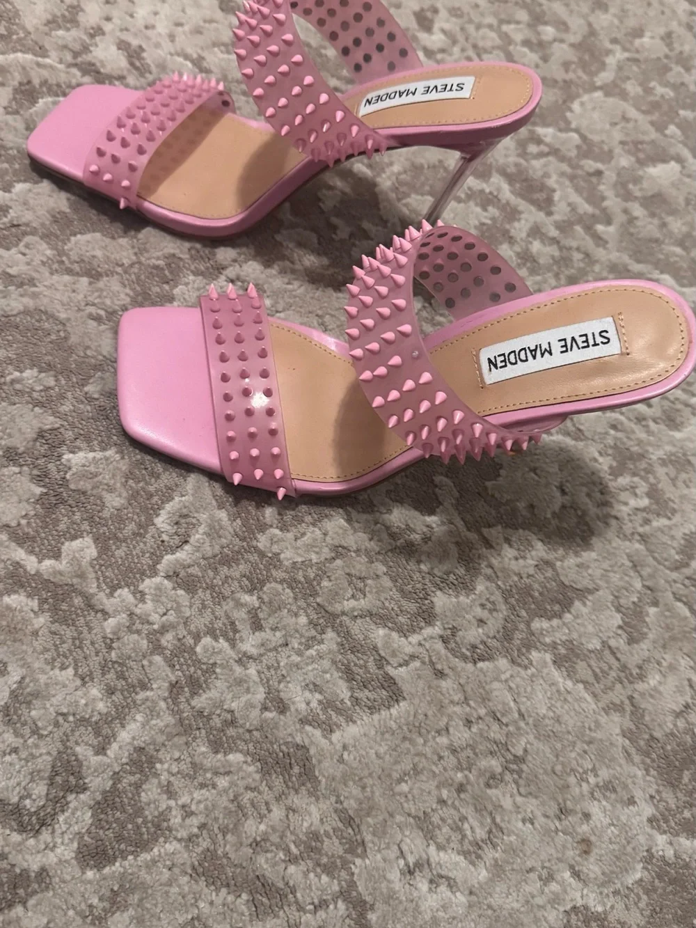 Steve Madden Pink Spiked Double-Strap Heels